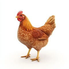 Fototapeta premium Brown Hen Isolated on White Background.