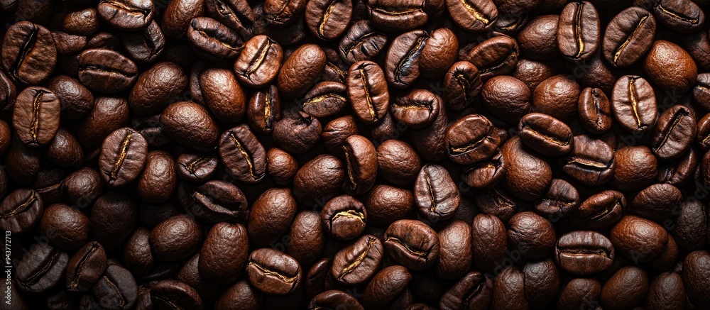 Poster background of roasted coffee beans texture with copyspace