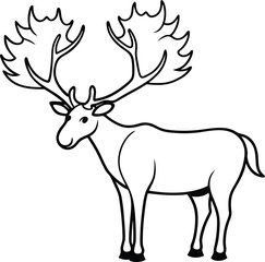 Antlers standing in the shade of a tree line art illustration ideal for children's coloring fun
