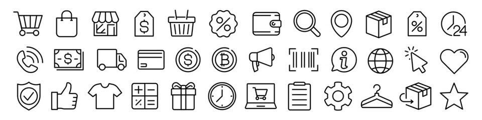 Shopping icon set. Shopping online icon.