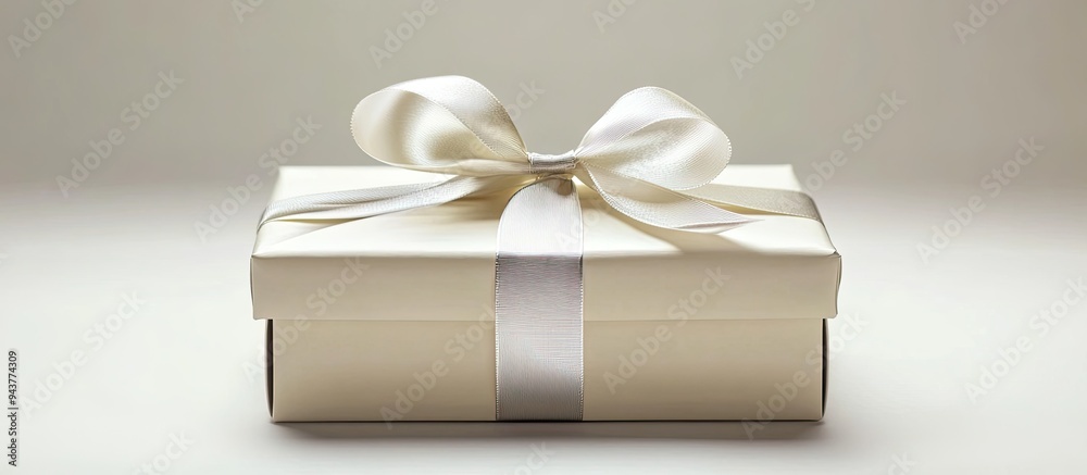Poster Gift box wrapped with a ribbon isolated on white. with copy space image. Place for adding text or design