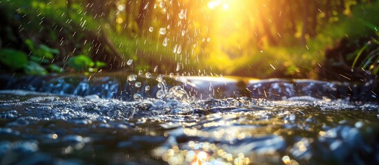 A spring providing drinking water a natural source to satisfy your thirst during a journey Background with copyspace for text or inscriptions