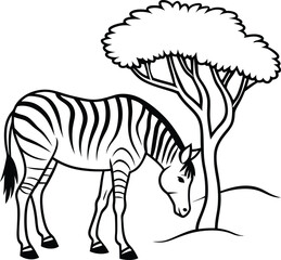 Delightful giraffe under a tree line art for kids to color creating fun and imagination
