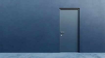 A minimalist door design with a simple handle and ample copy space on the wall highlighting the clean contemporary architectural aesthetic
