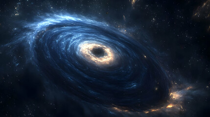 Obraz premium A swirling nebula with a dark core in deep space.