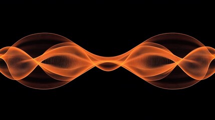 Orange Radio Frequency Waves on Black Background, Abstract Image, Texture, Pattern, Wallpaper, Cover and Screen of Smartphone, Cell Phone, Computer, Laptop, 9:16 and 16:9 Format