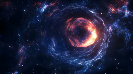 A swirling vortex of fiery energy in space with a blue and red color scheme.