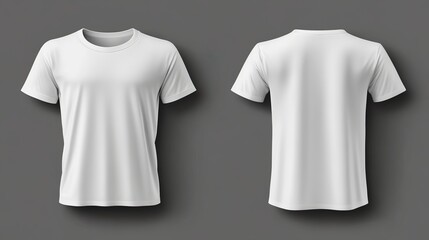 Maqueta de camiseta color blanco de hombre. Vista frontal y posterior. 