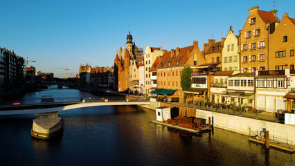 Obraz premium city ​​European ancient architecture port city aerial photography Gdansk Poland