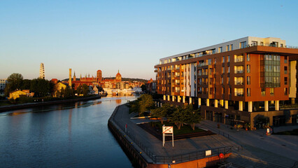 city ​​European ancient architecture port city aerial photography Gdansk Poland