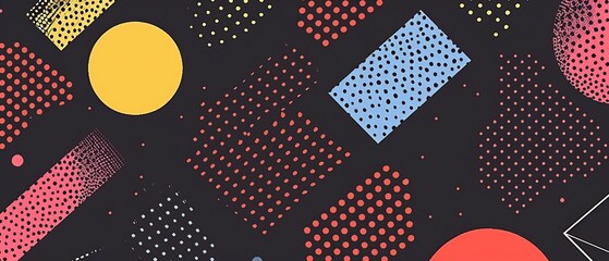 Abstract Polka Dot Pattern in Vibrant Colors on Black Background