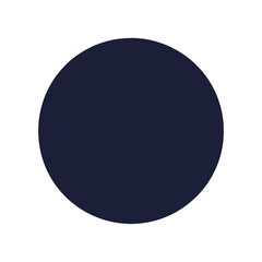 A solid dark navy blue circle centered on a white background