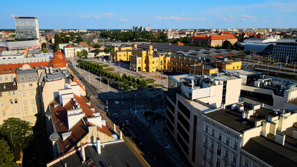 view city from the height of modern wish development architecture Europe Wroclaw Poland