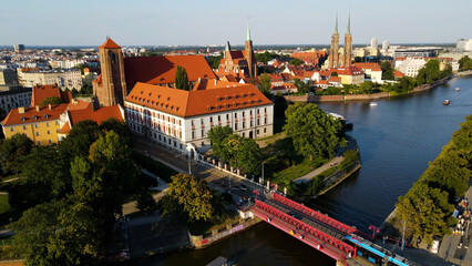 view city from the height of modern wish development architecture Europe Wroclaw Poland