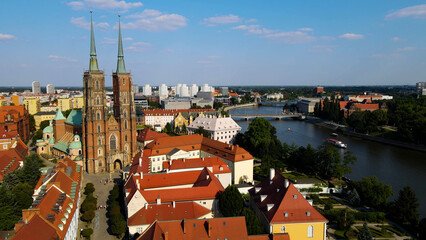 Obraz premium view city from the height of modern wish development architecture Europe Wroclaw Poland