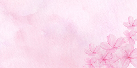 Abstract watercolor wash pastel pink texture with pink flower background