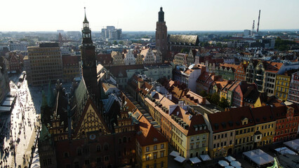 Fototapeta premium view city from the height of modern wish development architecture Europe Wroclaw Poland