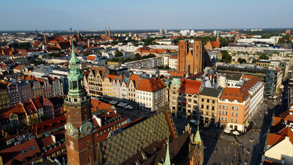 view city from the height of modern wish development architecture Europe Wroclaw Poland