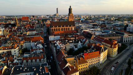 Obraz premium view city from the height of modern wish development architecture Europe Wroclaw Poland