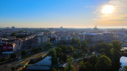 Obraz premium city Europe beautiful top view aerial photography of Wroclaw Poland