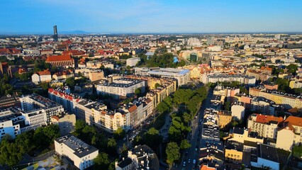 city Europe beautiful top view aerial photography of Wroclaw Poland