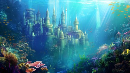 atlantis world under the sea - anime background