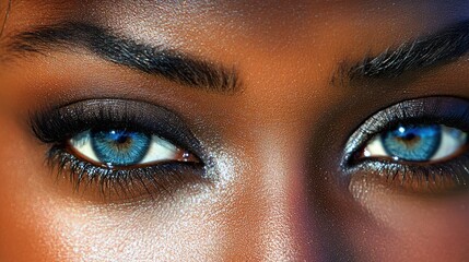 Naklejka premium Captivating Eyes with Gold Shimmer: Beauty in Bold Expression