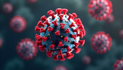 3D Visualization of Virus, close up photo