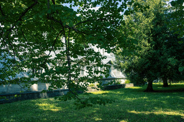 A large house with a tree in front of it