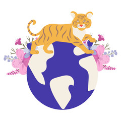 world animal day, vector illustration on the white background