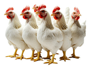 Fototapeta premium PNG White chickens gathered together in a barnyard