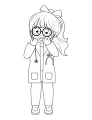 Coloring Little Doctor Cartoon