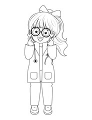 Coloring Little Doctor Cartoon