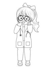 Coloring Little Doctor Cartoon