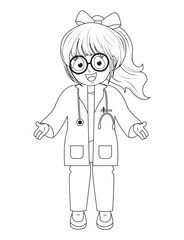 Coloring Little Doctor Cartoon