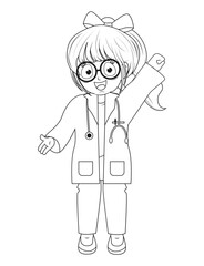 Coloring Little Doctor Cartoon