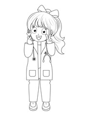 Coloring Little Doctor Cartoon