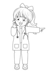 Coloring Little Doctor Cartoon