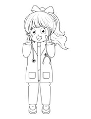 Coloring Little Doctor Cartoon