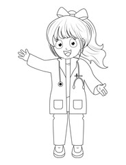 Coloring Little Doctor Cartoon