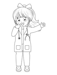 Coloring Little Doctor Cartoon