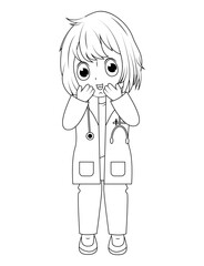 Coloring Little Doctor Cartoon