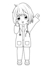 Coloring Little Doctor Cartoon