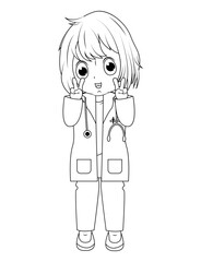 Coloring Little Doctor Cartoon