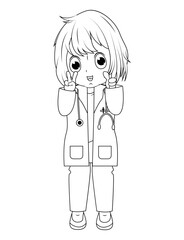 Coloring Little Doctor Cartoon