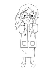 Obraz premium Coloring Little Doctor Cartoon