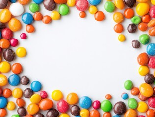 Obraz premium A collage of various M&M's candy pieces.