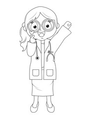 Coloring Little Doctor Cartoon