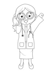 Coloring Little Doctor Cartoon