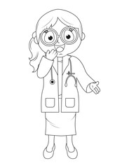Coloring Little Doctor Cartoon